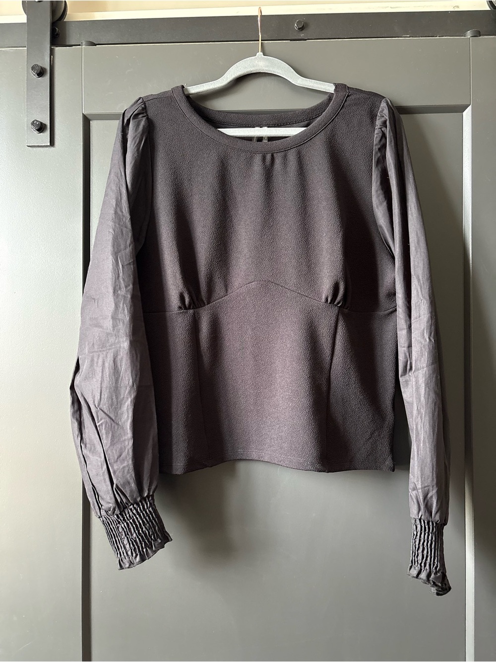 NWT Anthropologie Black Long-Sleeve Puff Cuff Blouse